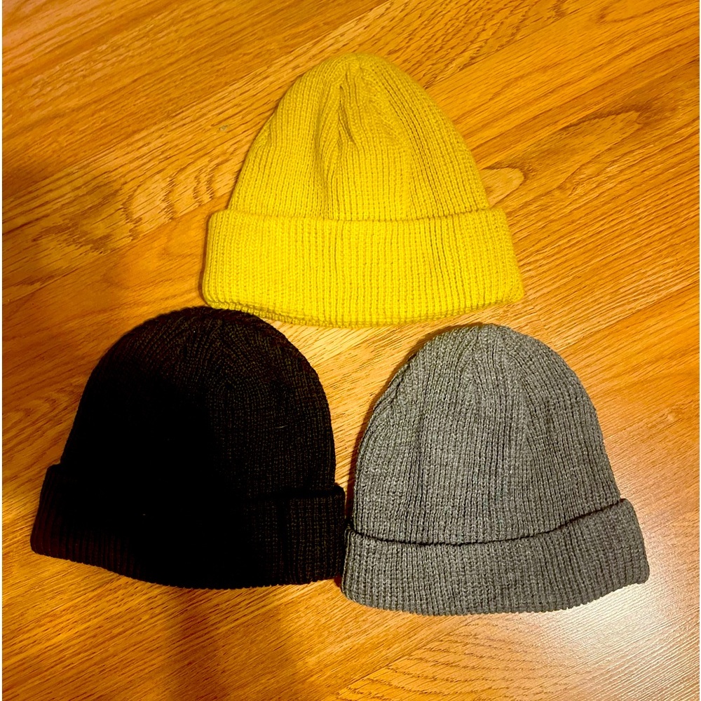 OS Mustard, Grey, and Black Beanie